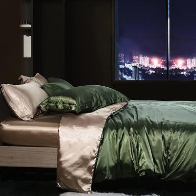 Cina 4 pianura verde della lettiera della seta di gelso del pezzo 2.8m tinta per la camera da letto in vendita