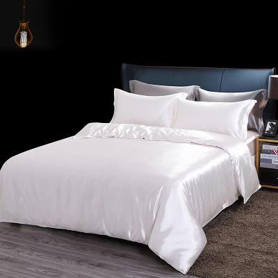 China Soft Hotel 1.0m 4Pcs White Silk Duvet Cover Set OEKO-TEX Approval for sale