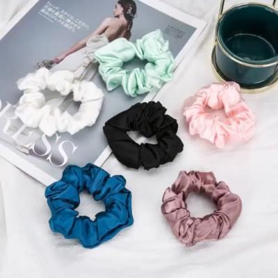 China 60 Pack Oversize 3.5cm Satin Silk Scrunchies Luxury Plain Dyed for sale