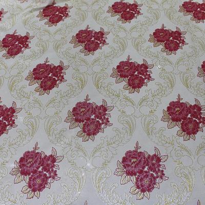 China 210cm Wide 80gsm Knitted Polyester Tricot Fabric With Red Rose Pattern for sale