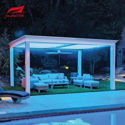 China Aluminum Alloy Outdoor Electric Louvered Pergola With Louvered Roof for sale