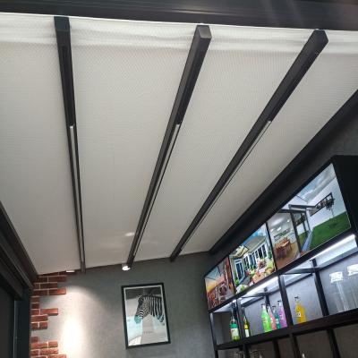 China LED Rainproof PVC Retractable Roof Pergola Remote Control Gazebo Aluminum Alloy for sale