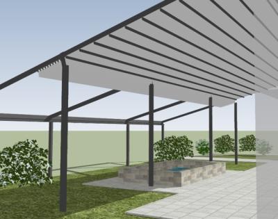 China Retractable Shade Awning  SUNC Custom PVC Pergola System With Sliding Canopy for sale