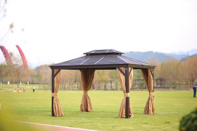 China Rust Proof Polycarbonate Double Roof Gazebo With Steel Frame for sale