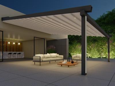 China Bioclimatic Retractable Roof Pergola Rain Protection 13.5M Width for sale