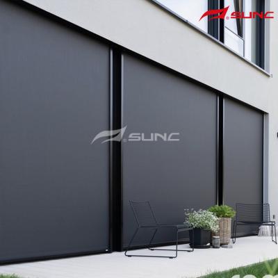 China Exterior Balcony Zip Track Blinds Aluminium Alloy Windproof Roller Blinds for sale
