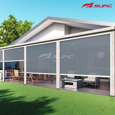 China Aluminum Roof Pergola Motorized Panel Track Blinds Wind Proof for sale