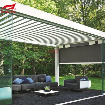 China 4x4m Outdoor Motorized Aluminum Pergola With Louver Roof Garden Building for sale