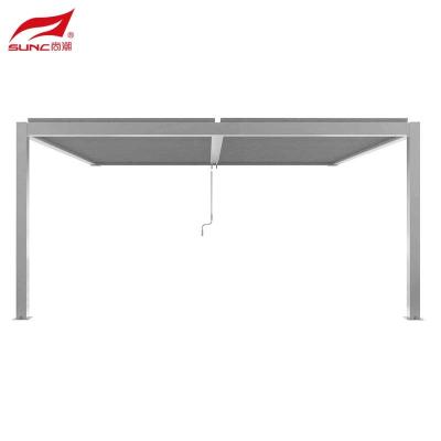 China 4x4m 4x3m 3x3m Wall-mounted Aluminium Manual Louvered Pergola Gery Outdoor Garden Building for sale