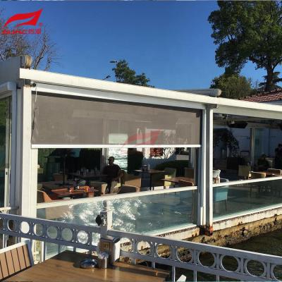 China SUNC Motorized Outdoor Roller Blinds Patio Screen Mesh Retractable Ziptrack Blinds for sale