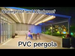 LED Rainproof PVC Retractable Roof Pergola Remote Control Gazebo Aluminum Alloy