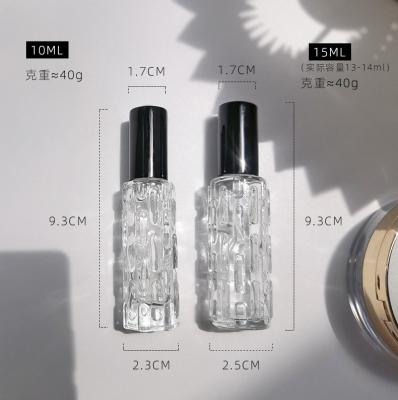 China Hot Sales Custom Cosmetic Empty Square Perfume Refillable Bottle 10ml 15ml Clear Custom Spray Pump Perfume Glass Bottle for sale