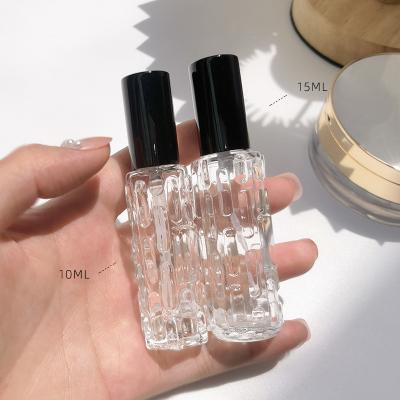 China Clear Glass Square Perfume Bottles with Screw Up Mist Sprayer 10ml 15ml Cosmetic Packing Glass Perfume Bottle  for sale