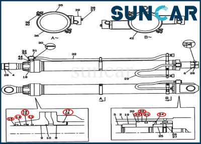 China Case Parts CX800 LZ00439 Arm Repair Seal Kit Crawler Excavator Cylinder Sealing Kit for sale