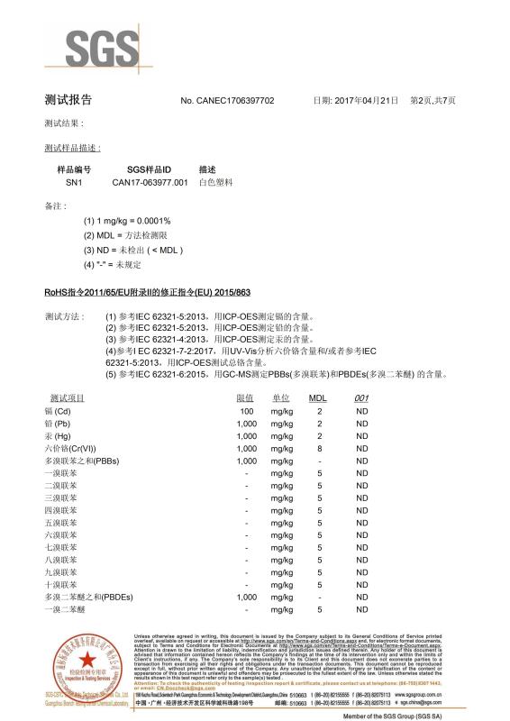 SGS Test - Hunan Jieming Plastics Industrial Co., Ltd.