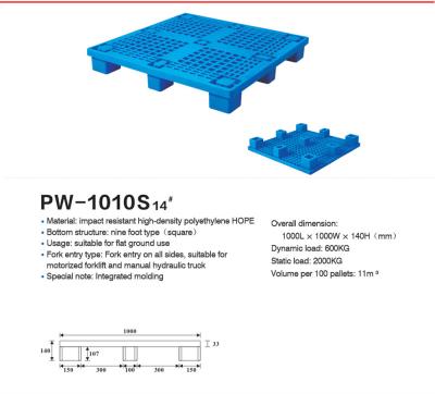 China 450pcs MOQ Heavy Duty Stackable Plastic Pallet Nine Foot Style for sale