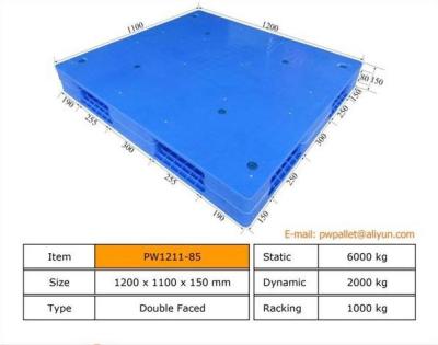 China Blauwe stapelbare plastic pallet met minimale bestelhoeveelheid van 450 stuks Te koop