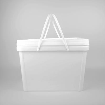 China Square Bucket White 20L Plastic Pail With Lid for sale