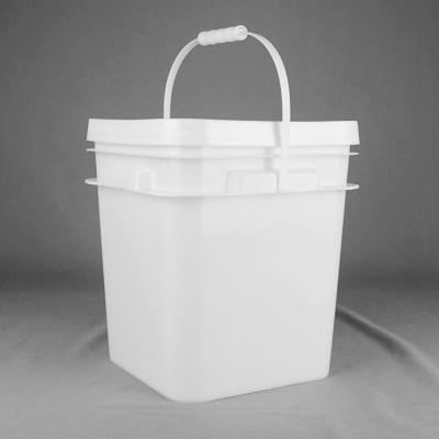 China 18 Litre Plastic Square Buckets Food Grade Plastic Pail With Lid And Handle for sale