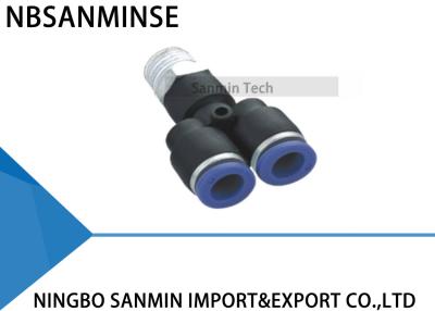 China PWT Plastic Fitting Pneumatic Push Tube Plastic Male Y Connector Quick Fitting Sanmin for sale