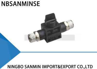 China HVSS Pneumatic Flow Control Valve Hand Thread To Thread Connector Push In 2Way / 3 Way Fittings Sanmin for sale