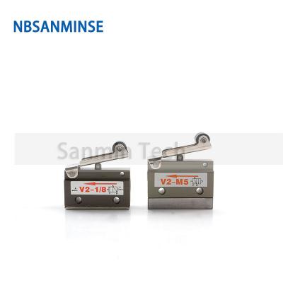 中国 NBSANMINSE V2-M5 V2-1/8 2/2の方法空気Mechnicalの制御弁の空気の対面ローラー弁のオートメーション ライン 販売のため