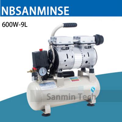 중국 600W - 9L 소형 공기 압축기 Oilless 고압 무언 디자인 나무 작동 가정 신청 AC220V 고품질 Sanmin 판매용