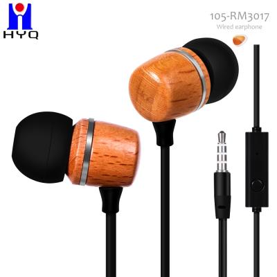 China Wooden 98dB Wired In Ear Earbuds Lightweight Music Sound Earphones for sale
