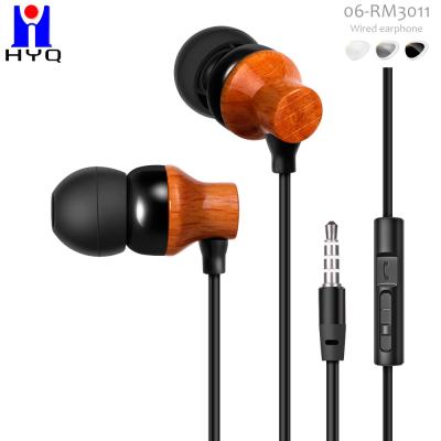 China OEM Wood Wired In Ear Earphones Noise - Isolating Earbuds With Mic Volume Control for sale