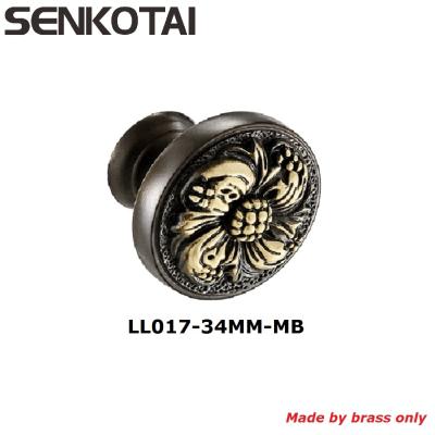 China Antique Brass furniture knob for Cabinet Hardware Round Knob with Dia32mm,34mm,38mm for sale