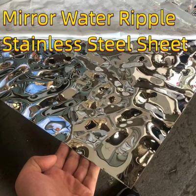 China 304 4x8ft Size Middle Wave Mirror Water Ripple Stainless Steel Sheet For Indoor Swimming Pool Ceiling for sale