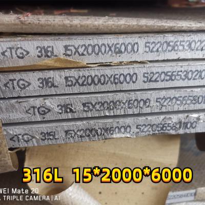 China Plaka de acero inoxidable ASTM A240 TP316L AISI 316L Plaka de acero inoxidable SS316L 15*2000*6000MM para uso marítimo en venta