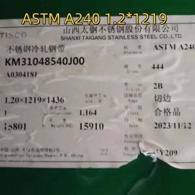 China ASTM A480M AISI 444 EN10088-2(1.4521) Ferritic  Stainless Steel Sheet 1.2*1219 For Corrosion Resistance for sale