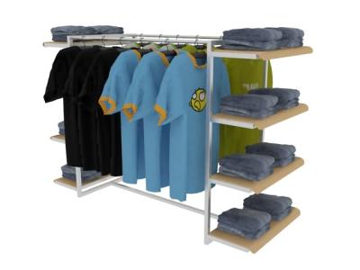 China Wooden Steel Clothing Display Racks Industrial Clothing Rack 1600*90081350mm for sale