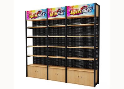 China Cold Rolled Steel Supermarket Shelving Wood Gondola Shelving Classic Style for sale