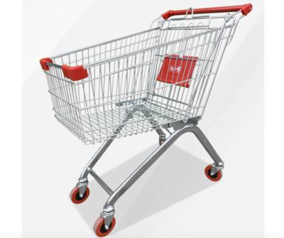 China Zinc Powder Coating Supermarket Shopping Trolley Cart With Flexible Wheel for sale