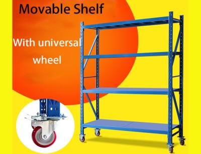 China Light Duty Warehouse Storage Shelves Movable Shelving Units With Universal Wheel / Brake for sale