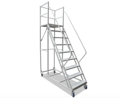China Multi Functional Rolling Warehouse Ladders On Wheels / Rolling Step Ladder Safety for sale