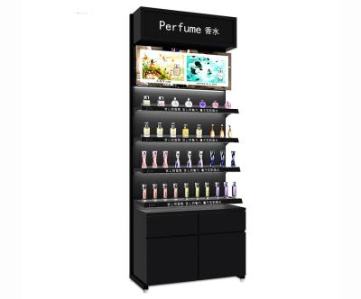 China Luxury Perfume Display Cabinet , Black Fragrance Display Cabinet Easy Assemble for sale
