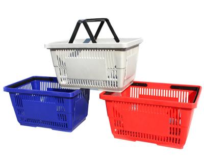 China Multi Colors Supermarket Shopping Baskets / Plastic Shopping Baskets With Hand for sale