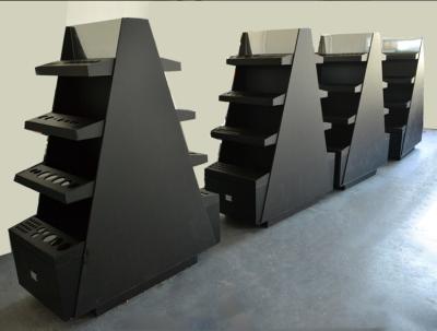 China Commercial Cosmetic Display Shelves Makeup Rack Display Black Matte Surface Tree Style for sale