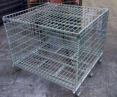 China Galvanized Warehouse Storage Shelves Welded Steel Lockable Wire Mesh Pallet Cage for sale
