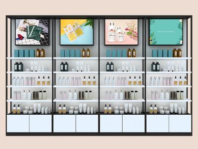 China Recyclable Cosmetic Display Shelves For Shopping Mall Customized Printing for sale