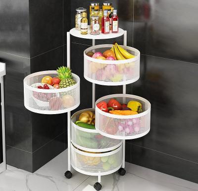 China Carbon steel Round Rotatable Multi Layer Kitchen Shelf For Fruit Vegetable for sale