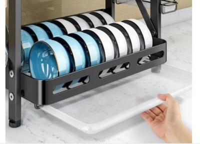 China Foldable Multi Layer Kitchen Shelf Floor Standing Dish Storage Rack for sale