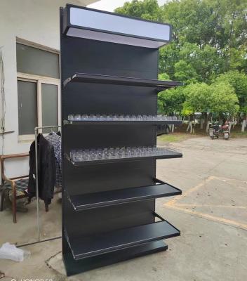 China Black Telescopic Layer Cigarette Display Shelf With Light Box Hospital Pharmacy Medicine Storage Shelves for sale