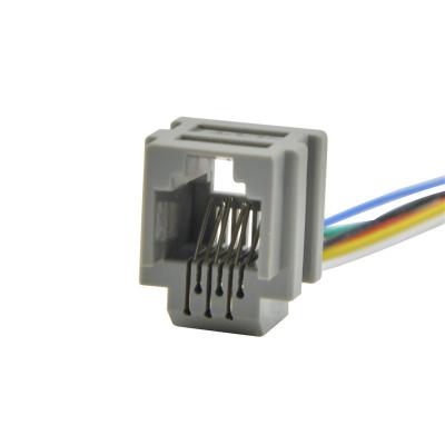 China Length Customized Small Electrical Connectors Telephone Wire Jack 623K 6P6C RJ11 Socket for sale