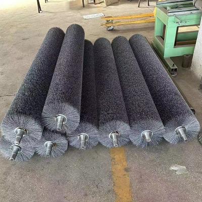 China Shaft Diameter 30mm Length 500mm Steel Wire Length 60mm Outer Diameter 150mm Steel Wire Brush Roller for sale