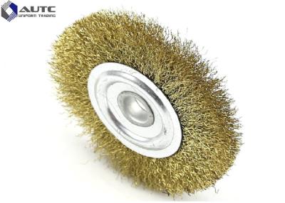 Chine Circulaire de polissage de polissage sertie par replis par forme en métal en laiton d'extrémité d'outil de brosse de roue de fil de T à vendre