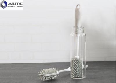China Plastic Bottle Housekeeping Brushes TPR Cup For Glass Cleaning White Gray for sale
